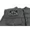 Blessed are The Veterans Patch - 3.5x3.75 inch. Embroidered Iron on Patch shown on leather vest