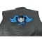 Pigtails Bow Skull and Wings Large Blue Patch - Iron on Patch - 10x5 inch shown on leather vest