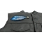 Blue White Feathers Patch - 2.25x6.5 inch. Embroidered Iron on Patch shown on leather vest