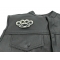 Brass Knuckles Patch | Embroidered Patches Brass Knuckles Patch - 3.5x2 inch. Embroidered Iron on Patch shown on leather vest