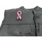 Breast Cancer Survivor Pink Ribbon Patch | Embroidered Patches Breast Cancer Survivor Pink Ribbon Patch - 1.5x3.2 inch. Embroidered Iron on Patch shown on leather vest