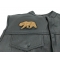 California Bear Patch - 3.5x1.8 inch. Embroidered Iron on Patch shown on leather vest