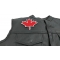 Canada Maple Leaf Patch Canada Maple Leaf Patch - 4x4 inch. Embroidered Iron on Patch shown on leather vest