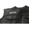 Caution Attempting To Give A Fuck Patch - Iron on Patch - 4x1.5 inch shown on leather vest