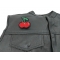 Cherry Patch | Embroidered Patches Cherry Patch - 2.3x3 inch. Embroidered Iron on Patch shown on leather vest