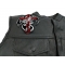 Dragon Skeleton Cross Patch Small | Embroidered Patches Dragon Skeleton Over Cross Patch, Skull Patches shown on leather vest