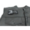 Eagle With Waving Flag Black Silver Patch | US Military Veteran Patches Eagle With Waving Flag Black Silver Patch - 4x2.5 inch. Embroidered Iron on Patch shown on leather vest