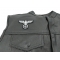 Eagle On Crest Iron On Patch - Iron on Patch - 3x2 inch shown on leather vest