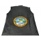 Fish To Live To Fish Large Bass Patch | Embroidered Patches Fish to Live, Live to Fish, Bass on Hook Patch, Large Back Patches for Vests shown on leather vest