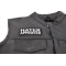 Hater Approved Patch - 4x1.5 inch. Embroidered Iron on Patch shown on leather vest