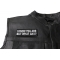 I Know You are But What Am I Patch, Funny Saying Patches shown on leather vest