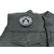 I'm Your Huckleberry Pistols Patch - 3x3 inch. Embroidered Iron on Patch shown on leather vest