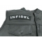 Infidel Medium Size Rocker Patch | US Military Veteran Patches Infidel Patch, Patches for Jackets shown on leather vest