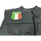 Irish Shield Flag Patch - 2.75x2.75 inch. Embroidered Iron on Patch shown on leather vest