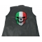 Italian Flag Skull Large Back Patch Skull Patch Large with Italian Flag - Iron on Patch - 7.6x11 inch shown on leather vest