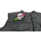 Lady Sugar Skull With Pink Rose And Feather Small Patch Heart Eye Lady Skull Patch, Skull Patches shown on leather vest