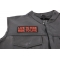 Live To Ride Ride to Live Orange Patch Live To Ride, Ride to Live Patch, Biker Saying Patches shown on leather vest