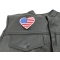 Love USA Heart Patch | Embroidered Patches Love USA Heart Patch - 3 inch. Embroidered Iron on Patch shown on leather vest