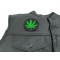 Marijuana Leaf Patch - By Ivamis Trading - 3x3 inch - Embroidered Iron on Patch shown on leather vest