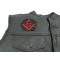 Mason Symbol Patch In Red Mason Symbol Patch In Red - 3x3 inch. Embroidered Iron on Patch shown on leather vest