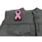 Medium Pink Ribbon Patch For Breast Cancer Awareness | Embroidered Patches Medium Pink Ribbon Patch For Breast Cancer Awareness - 2x4.5 inch. Embroidered Iron on Patch shown on leather vest