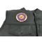 I am an American Military Veteran and I Vote Patch - 3x3 inch. Embroidered Iron on Patch shown on leather vest