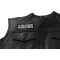 My Dog Is Cooler Than Most People Fun Patch - 4x1.5 inch. Embroidered Iron on Patch shown on leather vest
