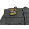 Patriotic Eagle Biker Small Patch Freedom Isn't Free - 3.75x4.25 inch. Embroidered Iron on Patch shown on leather vest