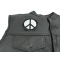 Peace Sign Patch Black On White - Iron on Patch - 3x3 inch shown on leather vest