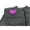 Pink Heart Patch | Embroidered Patches Pink Heart Patch - 3x2.5 inch. Embroidered Iron on Patch shown on leather vest