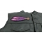 Pink Purple Feathers Patch | Embroidered Patches Pink Purple Feathers Patch - 2.25x6.5 inch. Embroidered Iron on Patch shown on leather vest