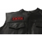 Proud Member Of Peta Patch - 4x1.25 inch. Embroidered Iron on Patch shown on leather vest