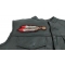 Red White Feathers Patch | Embroidered Patches Red White Feathers Patch - 2.25x6.5 inch. Embroidered Iron on Patch shown on leather vest