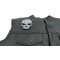Reflective Small Cracked Skull Patch | Embroidered Patches Reflective Skull Patch, Biker Skull Patches shown on leather vest