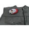 Screaming Indian Skull With Head Dress Small Patch | Skull Patches Indian Headdress Skull Patch, Biker Skull Patches shown on leather vest