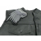 Silver Left Angel Wings Patch | Embroidered Patches Silver Angel Wing Patch, Large Back Patches for Vests shown on leather vest