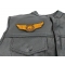 Orange Wings Motorcycle Patch, Motorcycle Patches shown on leather vest