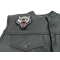 Small Wolf Patch | Embroidered Patches Small Wolf Patch - 3.5x4 inch. Embroidered Iron on Patch shown on leather vest