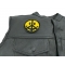 Smiley Face Peace Patch - Iron on Patch - 3x3 inch shown on leather vest