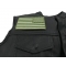 Subdued Green American REVERSED Flag Patch Subdued Green American REVERSED Flag Patch - Iron on Patch - 5x3 inch shown on leather vest