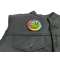 Sweet Leaf Marijuana Patch - 3x3 inch. Embroidered Iron on Patch shown on leather vest
