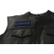 Thin Blue Line Proud Grandpa Patch - 4x1.5 inch Embroidered Iron on Patch shown on leather vest