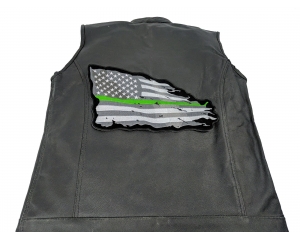 Thin Green Line American Tattered Flag Large Back Patch