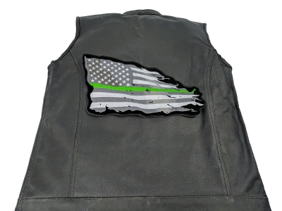 Thin Green Line American Tattered Flag Large Back Patch