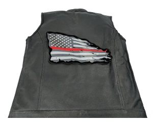 Thin Red Line American Tattered Flag Large Back Patch
