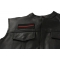 Thin Red Line Patch - Iron on Patch - 4x1.5 inch shown on leather vest