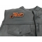 Triker Small Patch In Orange and Black, Biker Patches shown on leather vest