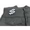 Dollar Sign Patch | Embroidered Patches Dollar Sign Patch - 2.5x3.5 inch. Embroidered Iron on Patch shown on leather vest