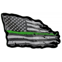 Thin Green Line American Tattered Flag Large Back Patch