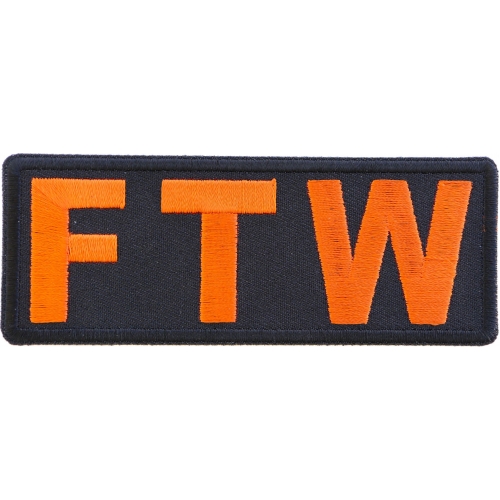 Embroidered FTW Forever Two Wheels Orange Sew or Iron on Patch Biker Patch 